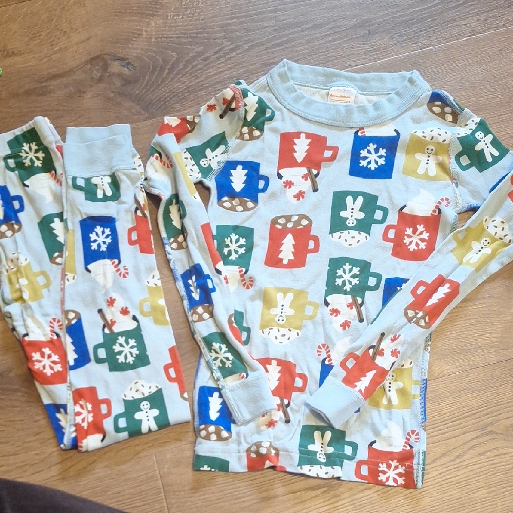 Hanna Andersson Kids Pajama Set - Blue and Red Festive Print